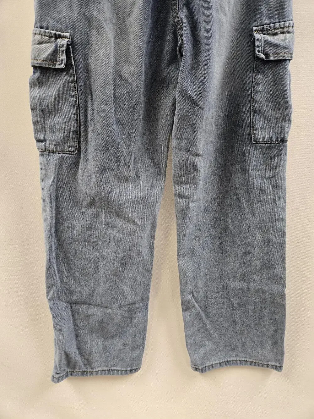 SHEIN Jeans Youth 16 Blue Cargo Elastic Waist Drawstring Pockets Denim
